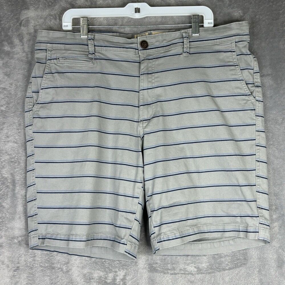RedHead Shorts Men's 40 blue Striped Flat Front Chino Golf Shorts 40x9 Cotton‎